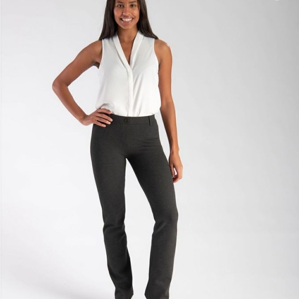 Betabrand Dress Pant Yoga Pants Straight-Leg Classic Charcoal Medium